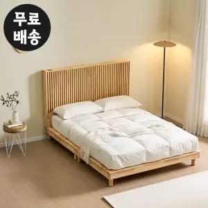 에덴 고무나무 평상형 침대프레임 퀸사이즈 내츄럴