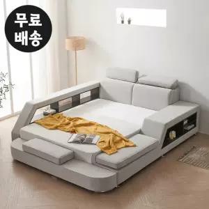 로라 패브릭 수납형 침대프레임 저상형 C형 퀸사이즈