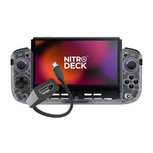 CRKD Nitro Deck+ with HDMI Adapter - Handheld Pro Controller for Nintendo Switch & OLED Model TV Dockable Programmable Sidekicks Back Buttons True Collection System (Clear White Edition)