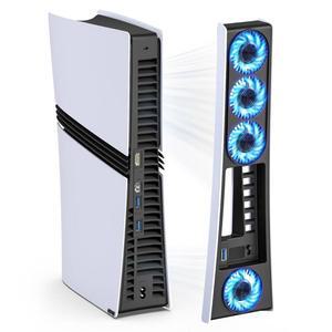 Ps5 Pro 4 냉각 팬, USB 3.0이 있는 액세서리 속도 조절 가능한 효율적이고 조용한 쿨러 PlayStation5 온도 제어용
