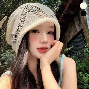 여자모자 니트 비니 루즈핏 여름 얇은 여자 모자 펀칭