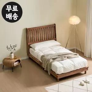 뮤디 고무나무 원목 평상 침대프레임 슈퍼싱글(월넛)