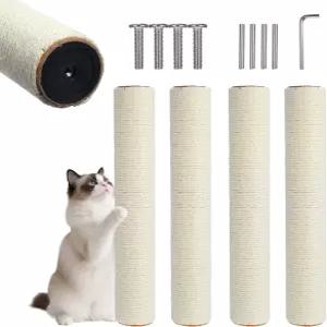 4 PCS M8 15.7 x 2.75 인치 고양이 긁힘 포스트 교체 나사가 있는 사이살 폴 나무 실내 타워 예비 가구