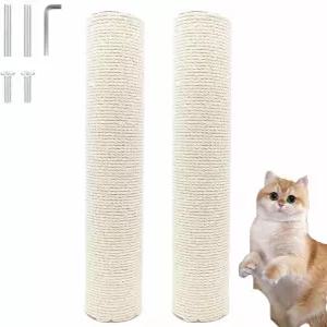 2 PCS M8 고양이 긁힘 포스트 교체 나사가 있는 15.7인치 사이잘 폴 나무 DIY 패드 공예 원예 해먹 홈