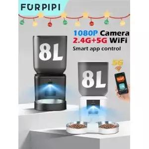 Furpipi 8L 스마트 자동 고양이 급식기 1080P HD 카메라 5G WiFi 펫 피더 투야 앱 제어 강아지 사료
