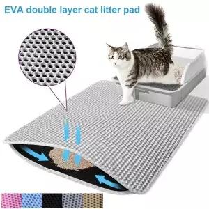 고양이 쓰레기 매트 방수 더블 레이어 EVA 접이식 애완 동물 미끄럼 방지 모래 트래핑 패드 세척 가능한