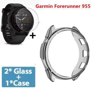 Garmin Forerunner 955 소프트 TPU 보호 커버 강화 유리 필름용 케이스 + 화면