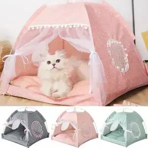 휴대용 접이식 애완 동물 텐트 침대 고양이 및 강아지용 사계절 범용 둥지 시원한 여름 매트 통기성 집