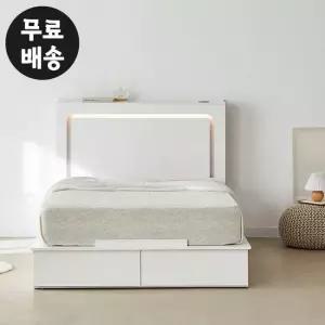 모엘 화이트 수납형 침대 프레임 퀸 사이즈 서랍형(Q)