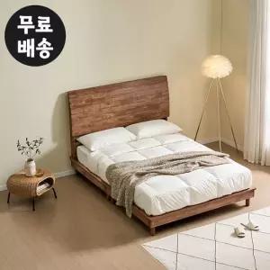 제딘 고무나무 원목 평상 침대프레임 퀸사이즈(월넛)
