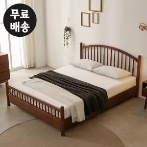 엘라 원목 평상형 침대 프레임 더블(퀸사이즈/월넛)