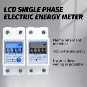 Din 레일 LCD 디스플레이 디지털 단상 2선식 에너지 미터 KWh 전력 소비 전기 230VAC 60A 50Hz 전력계