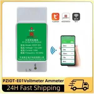 PZIOT-E01 단상 AC 전기 딘 레일 Wifi 스마트 Kwh 에너지 미터 전력 소비 측정기 전력계 전압계 전류계