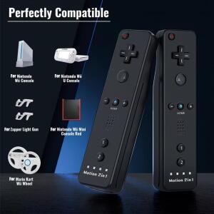 호환 닌텐도 Wii/Wii U용 컨트롤러 세트 2 in 1 무선 리모컨 게임패드 조이스틱 (옵션 모션 플러스 실리콘