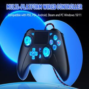 호환 플레이스테이션 5 컨트롤러 콘솔용  PS5/PS4/PC 호환  게임패드 6축 자이로 듀얼 진동 홀 이펙트 RGB