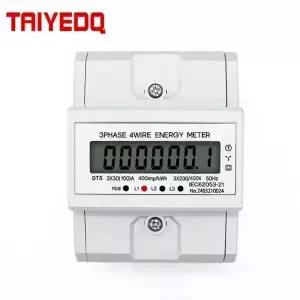 LCD AC Din 레일 230V 3상 4선 에너지 미터 전력 소비 모니터 kWh 전력계 3×30 100A 50/60HZ