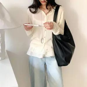 [옷자락]여자 클래식 무지컬러 통수납 빅사이즈 가죽 숄더백