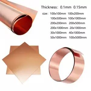 99.9 구리 플레이트 금속 아트 소재 DIY 수제 순 시트 포일 두께 0.1mm