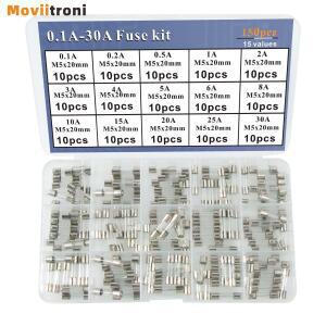 블로우 퓨즈 키트 유리 모음 세트 15 가지 값 5x20mm 0.1-30A개