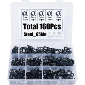 160Pcs 블랙 스프링 밴드 호스 클램프 구색 키트 실리콘 진공 파이프 6-10mm 5 크기 저압 공기 클립