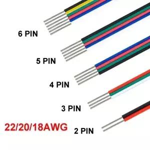 2/3/4/5/6pin LED 스트립 연장 케이블 22 20 18AWG RGB RGBW WS2812B 조명 JST 커넥터 용 전기 와이어