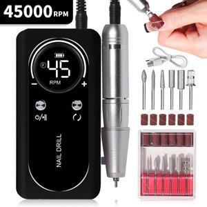 45000RPM 네일 드릴 머신 HD LCD 디스플레이가있는 휴대용 충전식 전기 파일 전문 아트 연마 기계