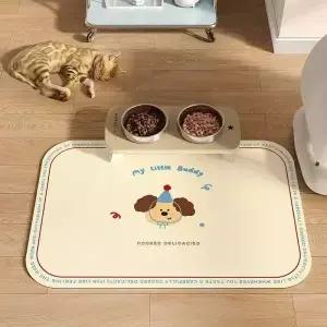 VIKAMA 애완 동물 플레이스 매트 개밥 미끄럼 방지 및 누출 고양이 그릇 규조토 진흙 용품 카펫