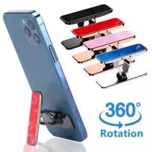 럭셔리 미니 전화 홀더 금속 접이식 스탠드 보이지 않는 360 휴대폰 킥스탠드 책상 전화기 브래킷 마운트