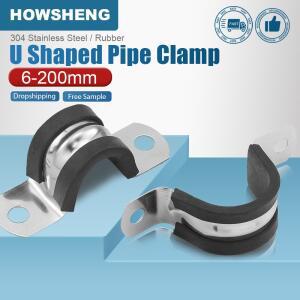 HOWSHENG 1-10pcs 고무 라이닝 파이프 클램프 P 클립 6mm-200mm 고정 용 스테인레스 스틸 장착 호스