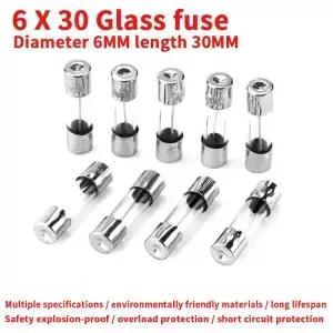유리 퓨즈 튜브 고속 하이 퀄리티 6x30mm 250V 0.5A 1A 2A 3A 4A 5A 6A 8A 10A 12A 15A 20A 25A 30A 10 개