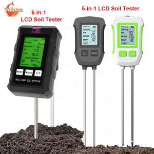 6-in-1 LCD 토양 테스터 PH 수분 온도 습도 햇빛 감지기 공기 영양소 비옥도 측정기 식물 재배 도구