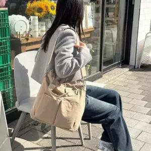 [옷자락]여성 캐주얼 포켓 스퀘어 끈조절 토트 크로스백