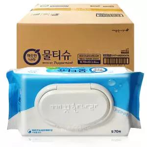 깨끗한나라 물티슈 캡형 70매 6입x4개 (총24개) / 페퍼민트향