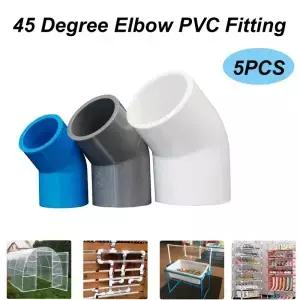 5PCS 20/25/32/40/50mm PVC 45도 팔꿈치 피팅 가구 파이프 커넥터 DIY 선반 정원 지원 구조 스토리지