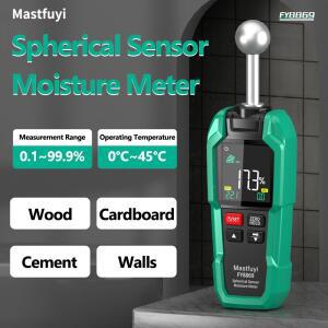 MASTFUYI 디지털 수분 측정기 비파괴 구형 센서 HD 화면 이중 알람 목재 시멘트 벽 습도 감지용
