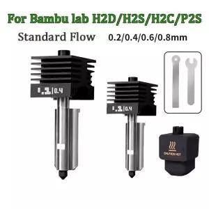 밤부랩 H2D/H2S용 P2S 핫엔드 조립 키트 0.2 0.4 0.6 0.8MM 교체 가능한 노즐 3D 프린터용
