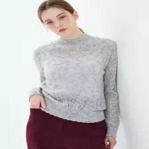[유닛]크로셰 포인트 모헤어 바질 크루넥 풀오버 (UFKKCN31HN-L/GREY)