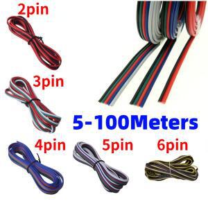5m-100m 22awg 2pin 연장 전선 5050 3528 RGB RGBCCT LED 스트립 케이블 커넥터