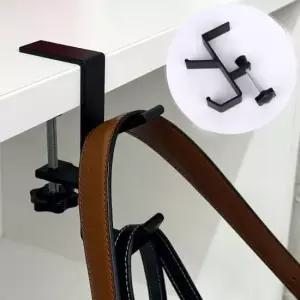 사무실가방걸이 후크 2단 무타공 가방걸이 블랙