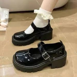 통굽 여자 플랫폼 버클 슈즈 메리제인 힐 2color