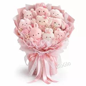 인형꽃다발 핑크 토끼 곰돌이 부케 졸업 생일 선물용