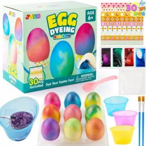 JOYIN 35 PCS 무지개 부활절 달걀 염색 장식 키트 브러시로 다이 를 위한 다양한 색상의 액체 들 활동을