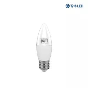 장수 LED 투명 촛대구 5W E26 주광색 전구색