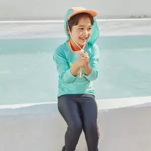 아이스샌드 키즈 유아 아동 래쉬가드 플랩캡 수영복 세트 BR-77204