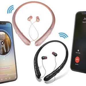 넥밴드 헤드셋 방수 운동 헤드폰 Bluetooth 호환5.0 iPhone용 마이크가 포함된 접이식 이어버드 Samsung LG