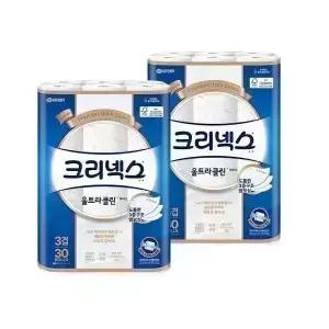 크리넥스 3겹 울트라클린 화이트 25MX30롤 2팩 화장지 휴지