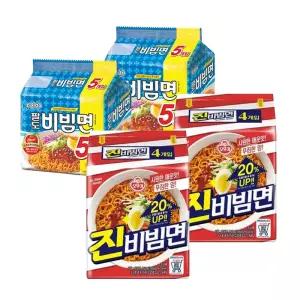 팔도 비빔면 130g(5입) 2개 (KBO 양손팀 패키지) + 오뚜기 진비빔면 156g(4입) 2개