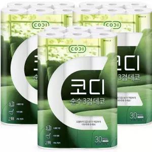코디 순수 3겹 데코 30M 30롤  3팩  화장지