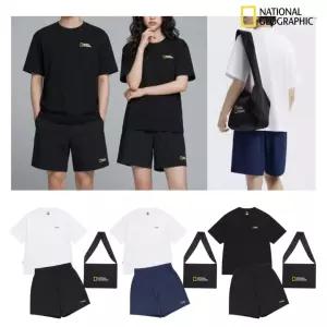 국내백화점판 내셔널지오그래픽 여름 상하의 미니백 세트 남여공용 한벌 반팔 반바지