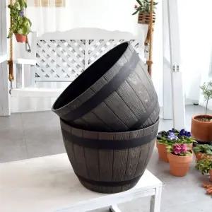 빈티지 플라스틱화분 오크통 K37 37x27cm식물화분 꽃화분 식물키우기 인테리